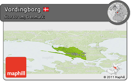 Physical Panoramic Map of Vordingborg, lighten