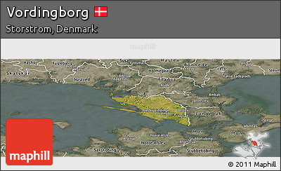 Satellite Panoramic Map of Vordingborg, semi-desaturated