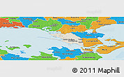 Shaded Relief Panoramic Map of Vordingborg, political outside