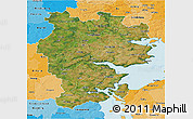 Satellite 3D Map of Vejle, political shades outside