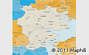 Shaded Relief 3D Map of Vejle, political shades outside