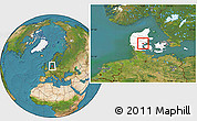 Satellite Location Map of Hedensted, highlighted country