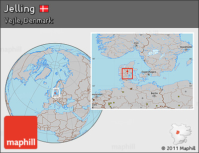 Gray Location Map of Jelling, within the entire country