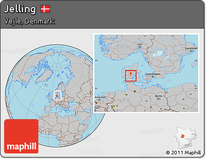 Gray Location Map of Jelling, within the entire country