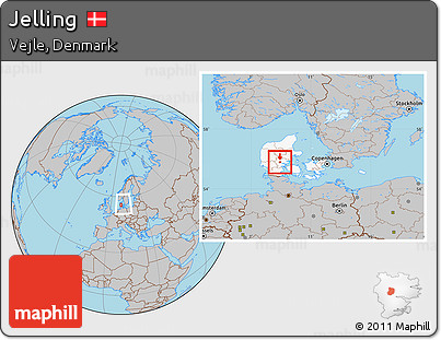 Gray Location Map of Jelling, highlighted country, within the entire country