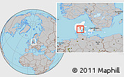 Gray Location Map of Jelling, highlighted country, within the entire country