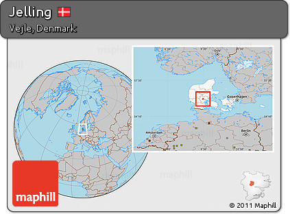 Gray Location Map of Jelling, highlighted country