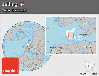Gray Location Map of Jelling, highlighted country