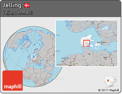 Gray Location Map of Jelling, highlighted country
