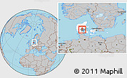 Gray Location Map of Jelling, highlighted country, highlighted parent region, within the entire country