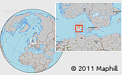 Gray Location Map of Jelling, highlighted parent region, within the entire country