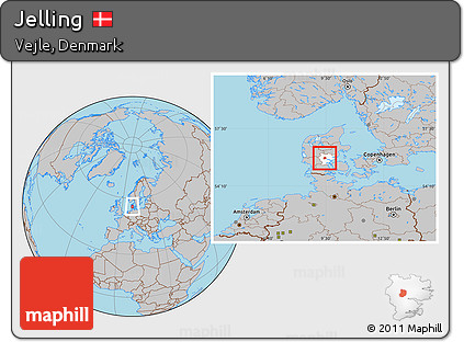 Gray Location Map of Jelling, highlighted parent region