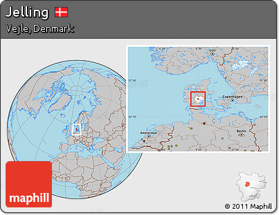 Gray Location Map of Jelling, highlighted parent region