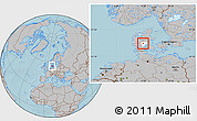 Gray Location Map of Jelling, highlighted parent region, hill shading