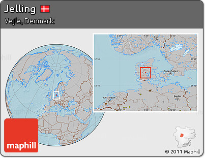 Gray Location Map of Jelling, hill shading