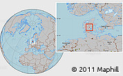 Gray Location Map of Jelling, hill shading