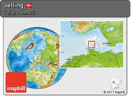 Physical Location Map of Jelling, highlighted country