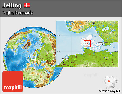 Physical Location Map of Jelling, highlighted country