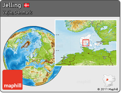 Physical Location Map of Jelling, highlighted country