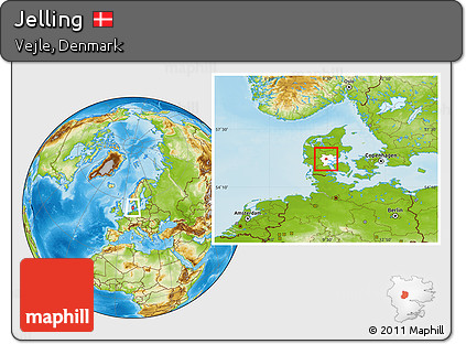 Physical Location Map of Jelling, highlighted parent region