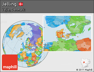Political Location Map of Jelling, within the entire country