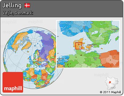 Political Location Map of Jelling, within the entire country