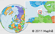 Political Location Map of Jelling, highlighted country, highlighted parent region