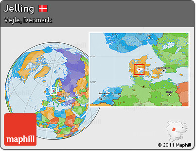 Political Location Map of Jelling, highlighted parent region