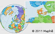 Political Location Map of Jelling, highlighted parent region