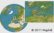 Satellite Location Map of Jelling, within the entire country