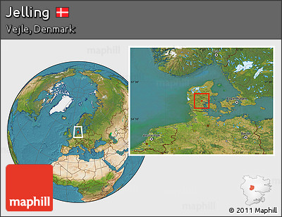 Satellite Location Map of Jelling