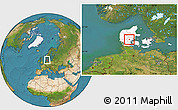 Satellite Location Map of Jelling, highlighted country