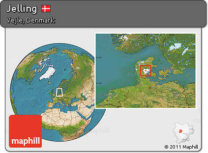 Satellite Location Map of Jelling, highlighted parent region