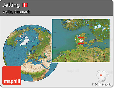 Satellite Location Map of Jelling, highlighted parent region