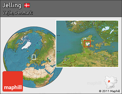 Satellite Location Map of Jelling, highlighted parent region