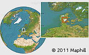 Satellite Location Map of Jelling, highlighted parent region