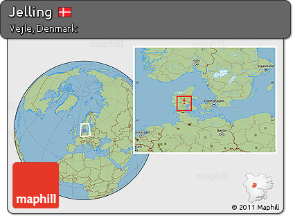 Savanna Style Location Map of Jelling, within the entire country
