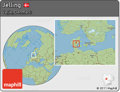 Savanna Style Location Map of Jelling, within the entire country