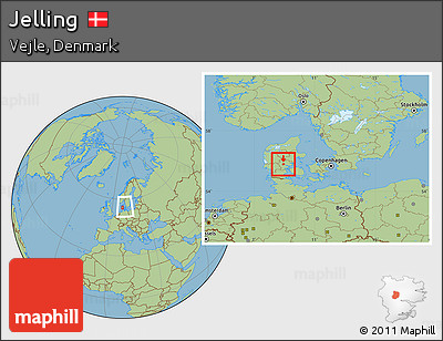 Savanna Style Location Map of Jelling, within the entire country