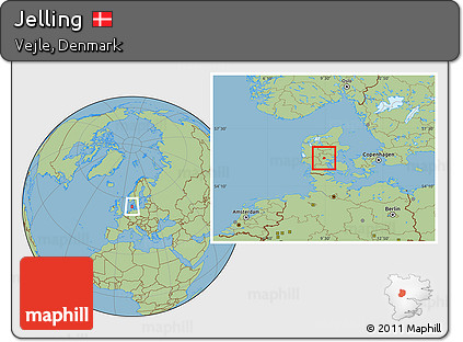 Savanna Style Location Map of Jelling