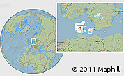 Savanna Style Location Map of Jelling, highlighted country, within the entire country, hill shading