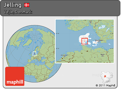 Savanna Style Location Map of Jelling, highlighted country