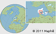 Savanna Style Location Map of Jelling, highlighted country, highlighted parent region