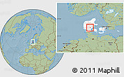 Savanna Style Location Map of Jelling, highlighted country, hill shading