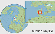 Savanna Style Location Map of Jelling, highlighted parent region