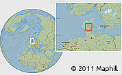 Savanna Style Location Map of Jelling, hill shading