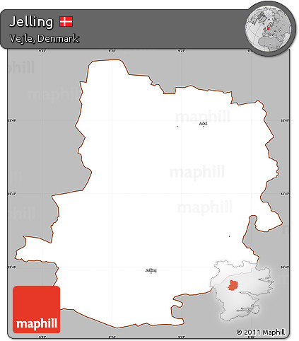 Gray Simple Map of Jelling, cropped outside