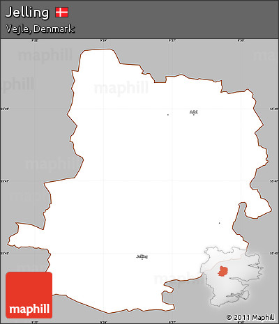 Gray Simple Map of Jelling, cropped outside