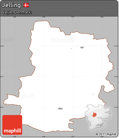 Gray Simple Map of Jelling, cropped outside