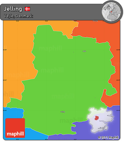 Political Simple Map of Jelling